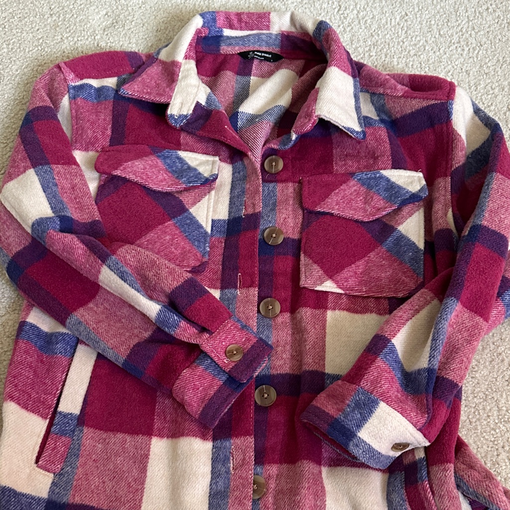 Plaid Button Down Shirt - Pink And Blue